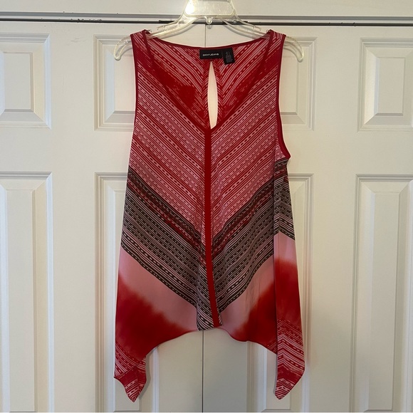 ⭐️ Dkny Red Asymmetrical Cut Out Tank Top - Picture 1 of 4